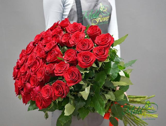 Красные розы 80-90 см Фото